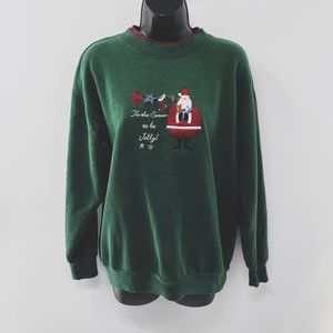 Vtg 80’s MC Energy Sportswear Women’s Ugly Christmas Green Sweatshirt  Size Med